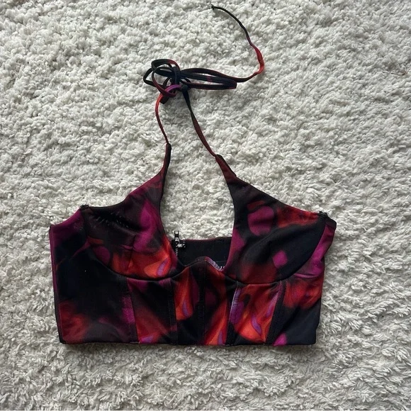 WHITE FOX RHYTHM OF THE NIGHT BUSTIER AND PANT SET IN PINK FLAME PRINT - Picture 7 of 15